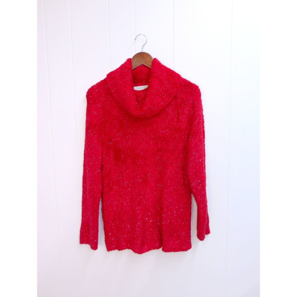 Norton McNaughton‎ Red Acrylic Blend Knit Sweater Sparkle Sparkly Medium / #1020
